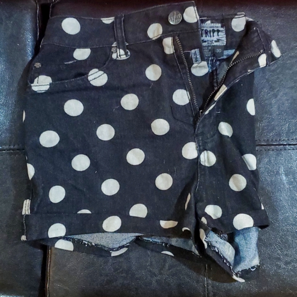 Polkadot Denim Shorts NEVER WORN